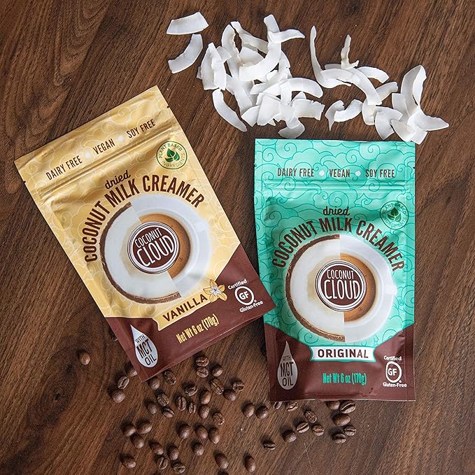 Coconut Cloud: Dairy-Free Coffee Creamer | Minimally Processed, Shelf Stable. Made from Coconut Powdered Milk. | Vegan, Gluten Free, Non-GMO. (Home, Office, Travel), Creamers (Vanilla Pouch)