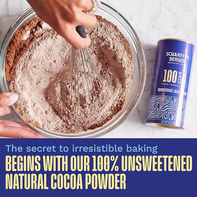 Scharffen Berger 100% Cacao Unsweetened Dark Chocolate Cocoa Powder (6 Ounce, Pack of 1) - Gluten Free, Non GMO, Natural Chocolate Powder