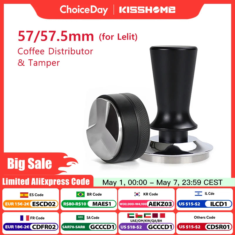 Coffee Tamper 57mm 57.5mm Constant Pressure Elasticity Distributor Tools For Lelit Anna Barista Espresso Machine Accessories