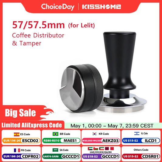 Coffee Tamper 57mm 57.5mm Constant Pressure Elasticity Distributor Tools For Lelit Anna Barista Espresso Machine Accessories