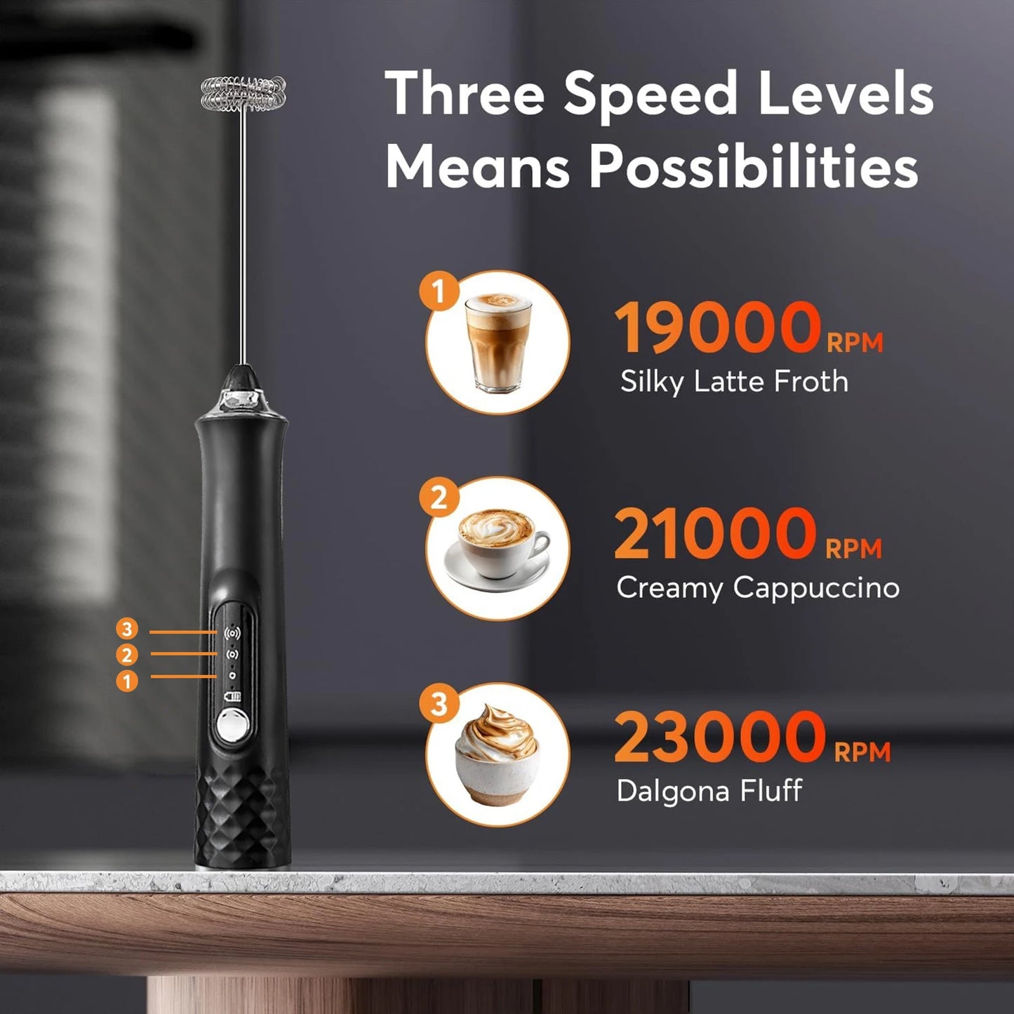 Milk Frother Wand Coffee Frother Handheld Foam Maker For Latte Rechargeable Electric Milk Frother Handheld Drink Mixer Gift Idea