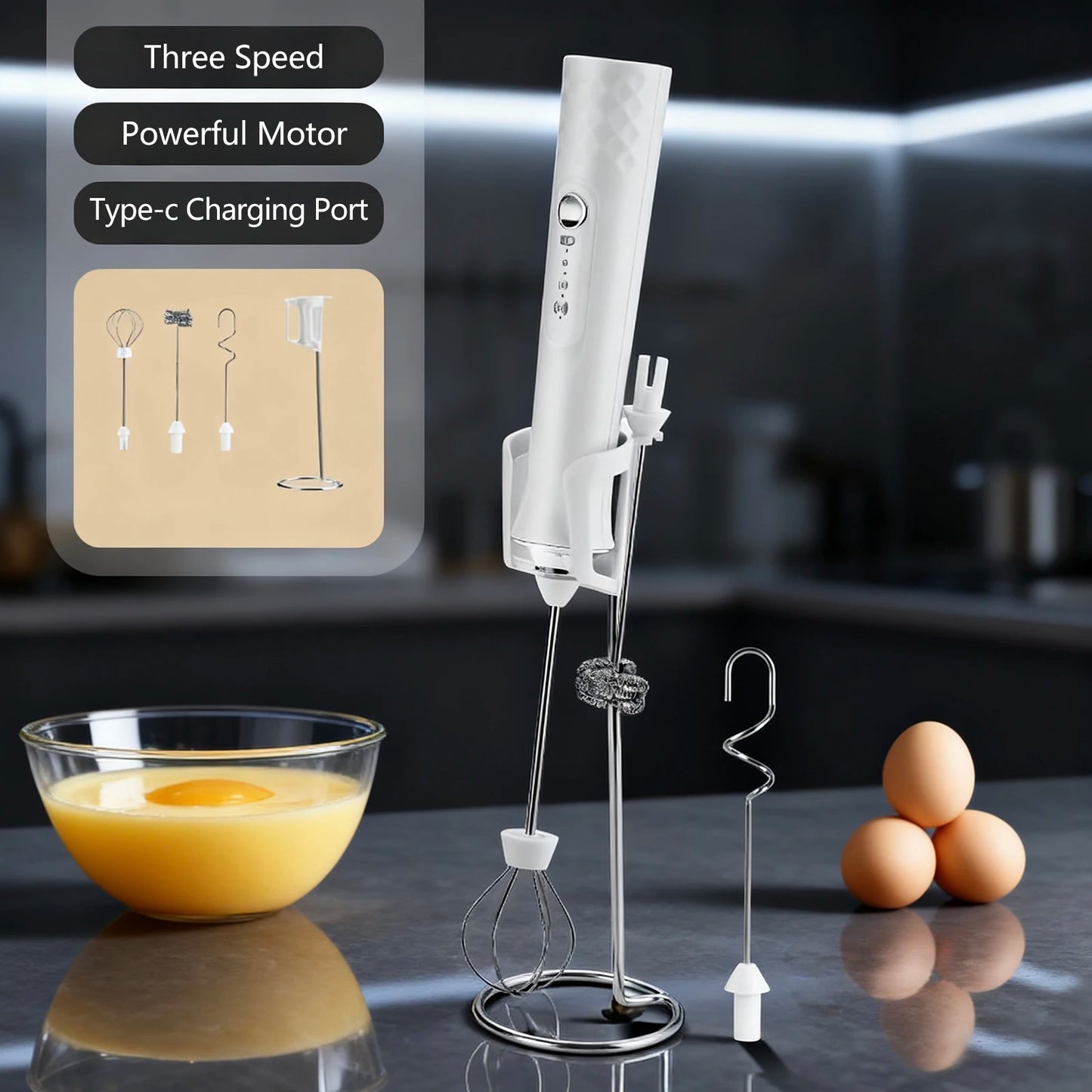 Milk Frother Wand Coffee Frother Handheld Foam Maker For Latte Rechargeable Electric Milk Frother Handheld Drink Mixer Gift Idea