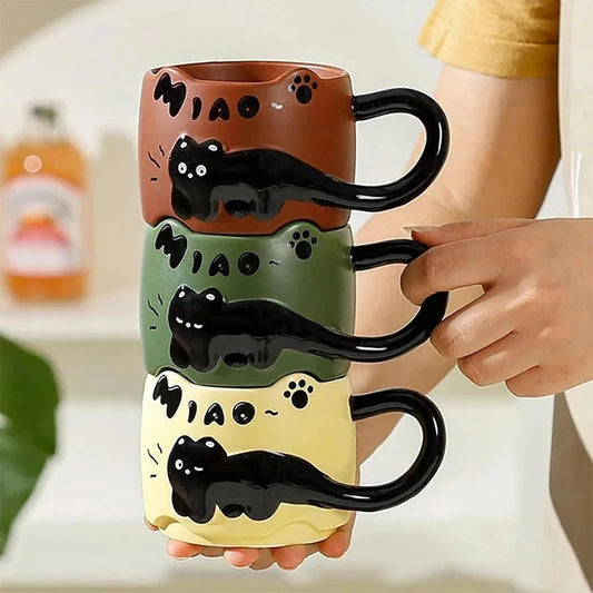 Stacking Cat Mug Coffee Tea Cup Cute Cartoon Design Stacking Creative Adorable Ceramic Fun Gift For Daily Household Use Mug
